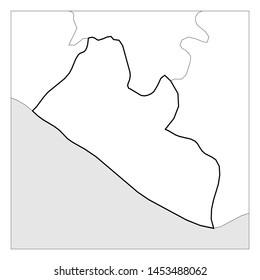 Map of Liberia black thick outline highlighted with neighbor countries.