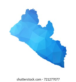 Map of Liberia - Blue Geometric Rumpled Triangular, Polygonal Design For yours. Vector illustration eps 10.