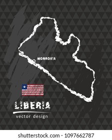Map of Liberia, Chalk sketch vector illustration