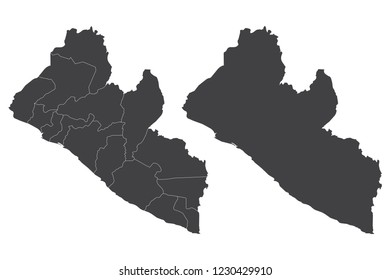 Map - Liberia Couple Set , Map of Liberia,Vector illustration eps 10.