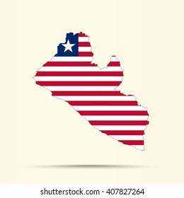 Map of Liberia in Liberia flag colors