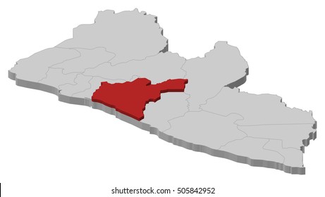 Map - Liberia, Grand Bassa - 3D-Illustration