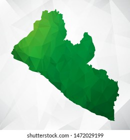 Map of Liberia - Green Geometric Rumpled Triangular , Polygonal Design For Your . Vector illustration eps 10
