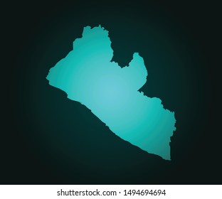 Map of Liberia green vector isolated on dark background. High detailed green vector map, Liberia symbol for your web site design map - Vector illustration eps 10.