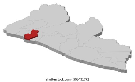 Map - Liberia, Montserrado - 3D-Illustration