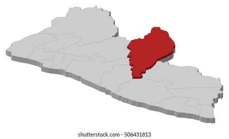 Map - Liberia, Nimba - 3D-Illustration