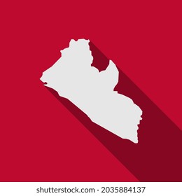 Map of Liberia on red Background with long shadow
