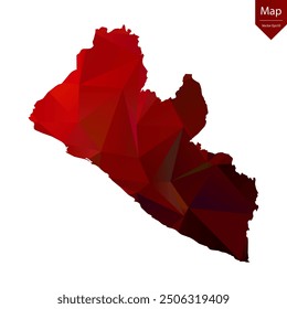 Mapa de Liberia - Rojo Geométrico Rumpled Triangular, Diseño Poligonal. Ilustración vectorial eps 10.