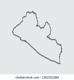 map of Liberia with shadow on gray background.eps10
