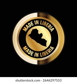 Map of Liberia. Vector illustration. Logo, Icon, and Symbol. Liberia map gold seal. 