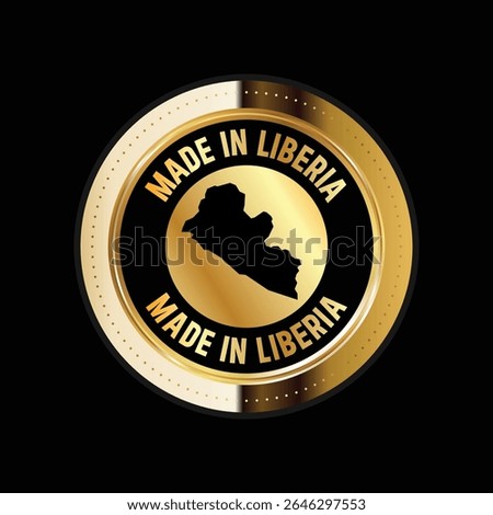Map of Liberia. Vector illustration. Logo, Icon, and Symbol. Liberia map gold seal. 
