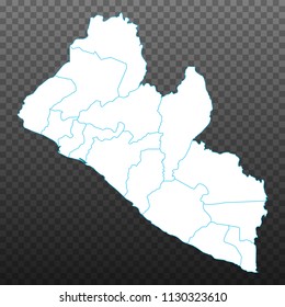 Map of Liberia. Vector illustration on transparent background. Items are placed on separate layers and editable. Vector illustration eps 10.