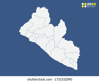 Mapa del vector de Liberia en azul