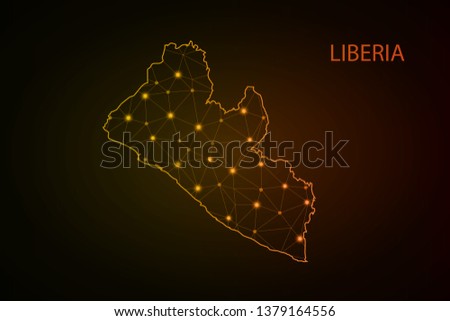 Map of Liberia. Wire frame 3D mesh polygonal network line, design sphere, dot and structure. communications map of Liberia. Vector Illustration EPS10. - Vector - Vector