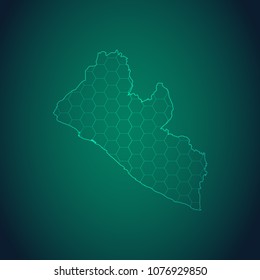 Map of Liberia-Wire frame 3D mesh polygonal network line, design sphere, dot and structure. Vector illustration eps 10.