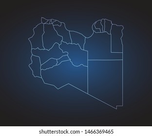 Map of Libya - Abstract mash line and point scales on circuit dark background. symbol for your web site design map logo, app, ui,Travel. Vector illustration eps 10.