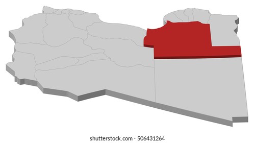 Map - Libya, Al Wahat - 3D-Illustration