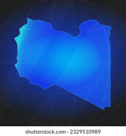 Mapa de Libia en color azul. Plantilla para sitio web, informe anual, noticias, infografías. Ilustración vectorial 