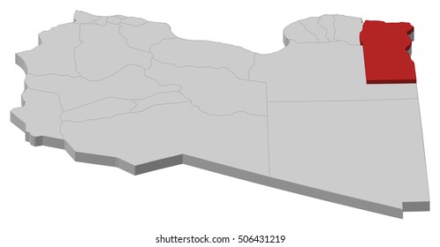 Map - Libya, Butnan - 3D-Illustration