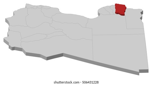 Map - Libya, Derna - 3D-Illustration