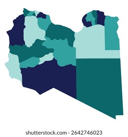 Mapa del administrador de la región del distrito de Libia en multicolor 