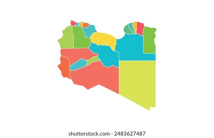 Mapa de Libia aislado estilo colorido moderno. para diseños de Sitio web, fondo, educación, preciso, personalizable, viajes por todo el mundo, mapa silueta de fondo, geografía de la tierra, política, informes. 