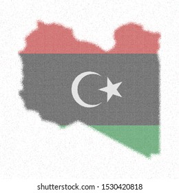 Map of Libya. Mosaic style map with flag of Libya. Pleasant vector illustration.