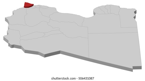 Map - Libya, Nuqat al Khams - 3D-Illustration