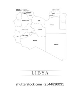 Landkarte von Libyen mit Repräsentation von Verwaltungseinheiten