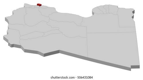 Map - Libya, Tripoli - 3D-Illustration