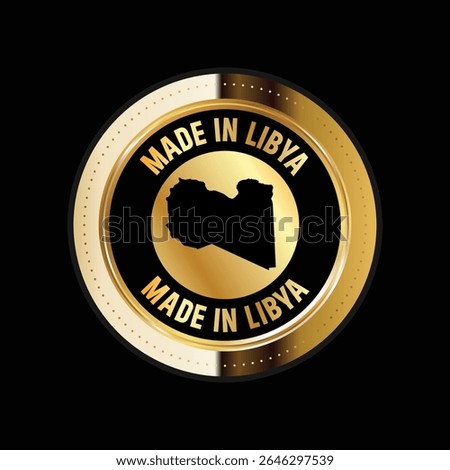 Map of Libya. Vector illustration. Logo, Icon, and Symbol. Libya map gold seal. 