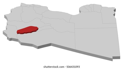 Map - Libya, Wadi al Hayaa - 3D-Illustration