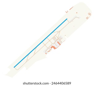 Map of Licenciado Gustavo Diaz Ordaz International Airport (Mexico). IATA-code: PVR. Airport diagram with runways, taxiways, apron, parking areas and buildings. Map Data from OpenStreetMap.