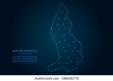 map of liechtenstein with Abstract mash line and point scales on Dark background . Wire frame 3D mesh polygonal network line, design polygon sphere, dot and structure. Vector illustration eps 10.