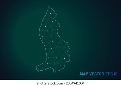 Map of liechtenstein - Abstract mash line and point scales on dark gradient background. Wire Frame 3D mesh polygonal network line, design sphere, dot and structure. Vector illustration eps 10.