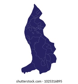 Map of Liechtenstein - Blue Geometric Rumpled Triangular , Polygonal Design For Your . An Illustration of a colourfully filled outline of Liechtenstein, Vector illustration eps 10.