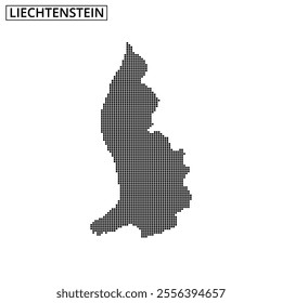 The map of Liechtenstein is displayed as a dotted silhouette, emphasizing its unique shape and geographic details.