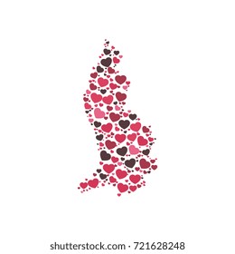 map of liechtenstein filled with hearts of different sizes and colors