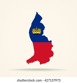 Map of Liechtenstein in Liechtenstein flag colors