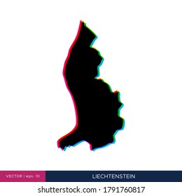 Map of Liechtenstein in multicolor style on the border vector design template