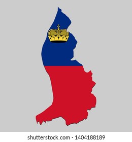 Map of Liechtenstein with national flag. Vector Illustration.