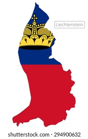 Map of Liechtenstein with an official flag. Illustration on white background