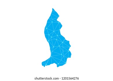 Map of Liechtenstein from Polygonal wire frame low poly mesh,Liechtenstein map Vector Illustration EPS10.