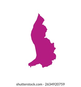 Map of Liechtenstein, sign silhouette. World Map Globe. Vector Illustration isolated on white background. Europe continent.