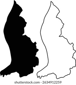 Map of Liechtenstein Silhouette Flat and Outline Design