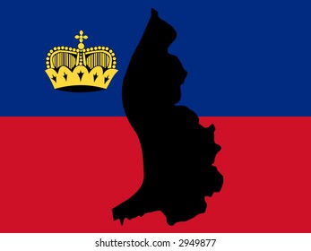 mapa de Liechtenstein y su ilustración de bandera