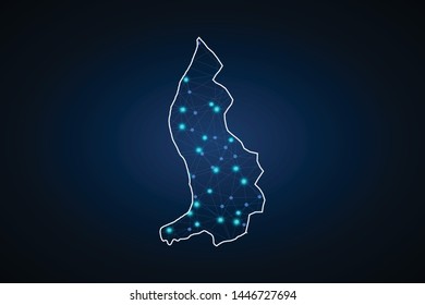 Map of Liechtenstein. Wire frame 3D mesh polygonal network line, design sphere, dot and structure. communications map of Liechtenstein. Vector Illustration EPS10. - Vector