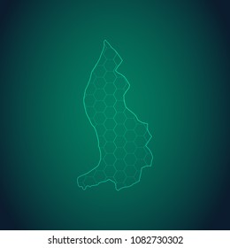 Map of Liechtenstein-Wire frame 3D mesh polygonal network line, design sphere, dot and structure. Vector illustration eps 10.