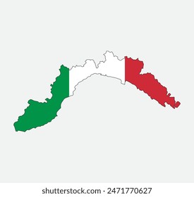 Map of Liguria - Italy flag outline silhouette graphic element Illustration template design
