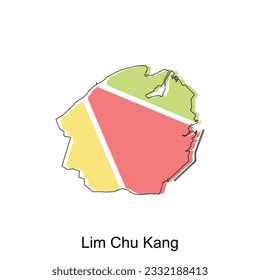Karte von Lim Chu Kang Vektor-Design-Vorlage, nationale Grenzen und wichtige Städte Illustration